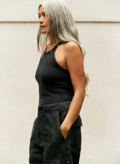 Women Imogene + Willie Tees & Tanks*faded black ribbed racerback tank
