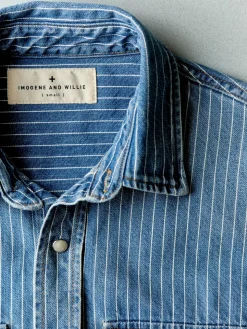 Imogene + Willie Shirts*hayes indigo stripe pearl snap