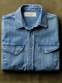Imogene + Willie Shirts*hayes indigo stripe pearl snap