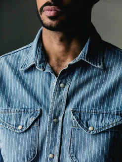 Imogene + Willie Shirts*hayes indigo stripe pearl snap