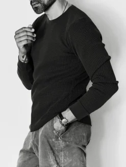 Imogene + Willie Knits & Sweaters*long sleeve thermal crew in faded black