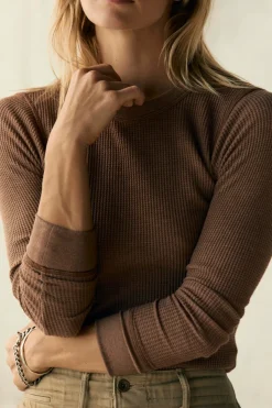 Women Imogene + Willie Knits & Sweaters*long sleeve waffle thermal in brown