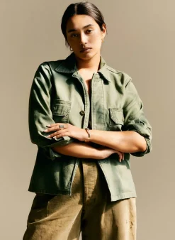 Women Imogene + Willie Jackets|Shirts*military shirt jacket in fatigue green