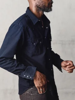 Imogene + Willie Shirts*sawtooth pearl snap in reverse black indigo nep
