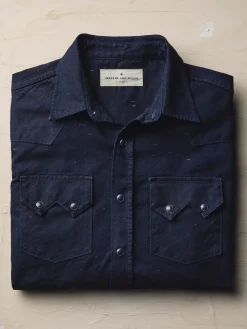 Imogene + Willie Shirts*sawtooth pearl snap in reverse black indigo nep
