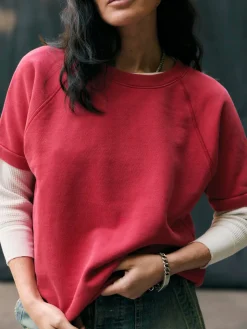Women Imogene + Willie Knits & Sweaters*short sleeve raglan sweatshirt in red