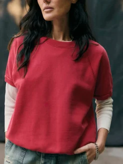 Women Imogene + Willie Knits & Sweaters*short sleeve raglan sweatshirt in red
