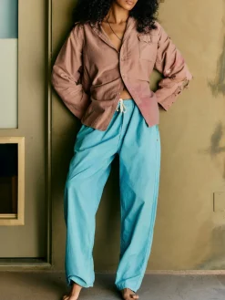 Women Imogene + Willie Pants & Shorts*the lounge pant in aqua poplin