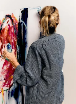 Women Imogene + Willie Jackets*the painters coat in indigo cream sashiko